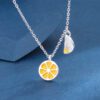 Womens Orange Slice Necklace 925 Silver