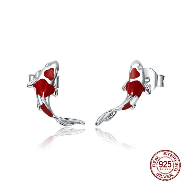 Stirling Silver Koi Stud Earrings