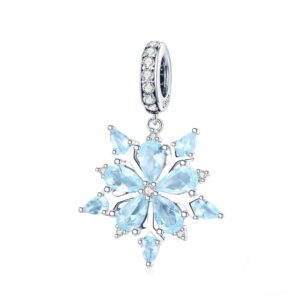 Womens Sterling Silver Snowflake Dangle Charm