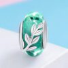 Green Leaf Murano Charm