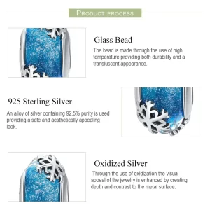 SnowflakeSterlingSilverBlueMuranoGlassCharm 5