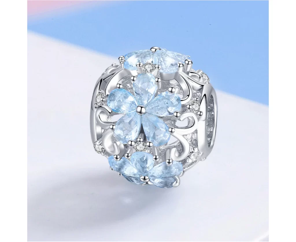 Sterling Silver Elegant Blue Daisy Charm 6