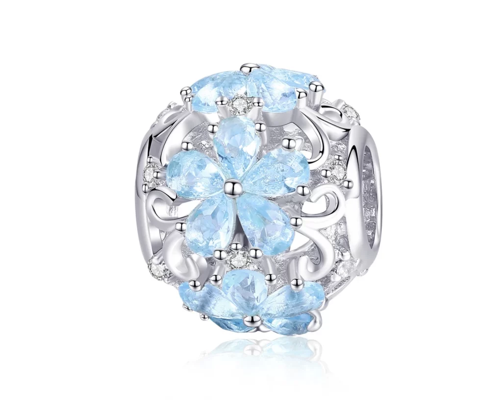 Sterling Silver Elegant Blue Daisy Charm 7