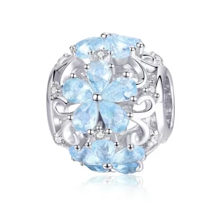 Sterling Silver Elegant Blue Daisy Charm