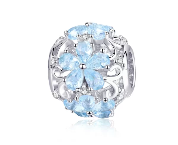 Sterling Silver Elegant Blue Daisy Charm