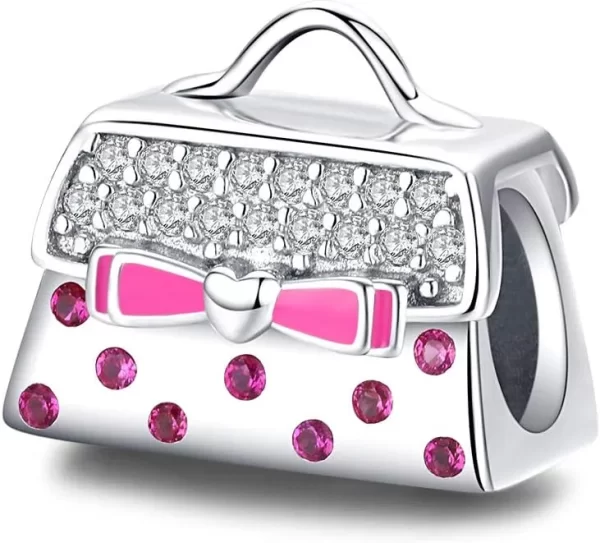 Sterling Silver Pink Studded Handbag