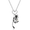 Womens Cat Necklace in S925 Sterling Silver