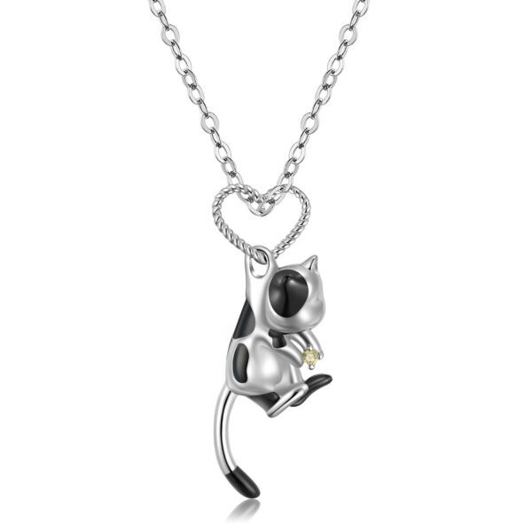 Womens Cat Necklace in S925 Sterling Silver