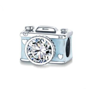 925 Sterling Silver Blue Camera Charm