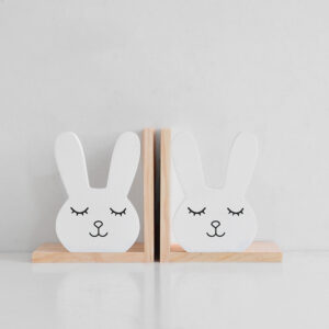 Wooden Rabbit Bookends