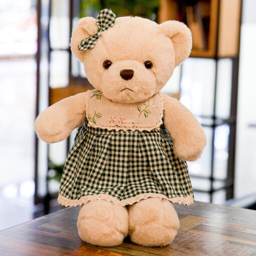 Plush Teddy Bear Couple Set – 40cm Soft Stuffed Toy (Red or Green Outfits) - Image 6