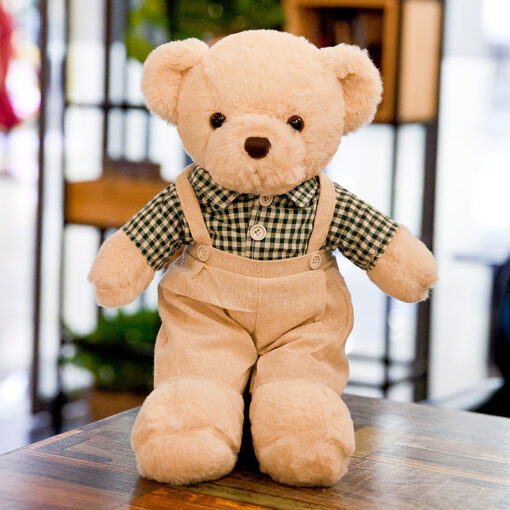 Plush Teddy Bear Couple Set – 40cm Soft Stuffed Toy (Red or Green Outfits) - Image 4