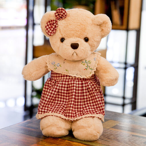 Plush Teddy Bear Couple Set – 40cm Soft Stuffed Toy (Red or Green Outfits) - Image 7
