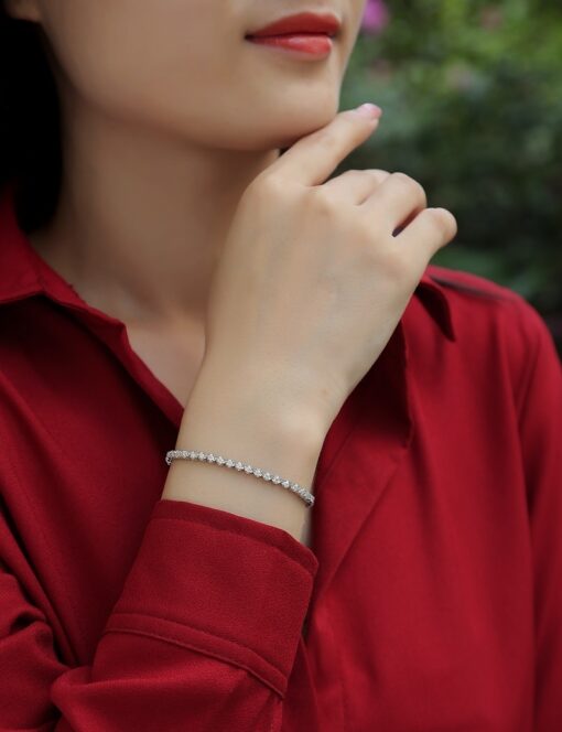 Moissanite Tennis Bracelet — Luxury S925 Silver, 165mm Length - Image 4